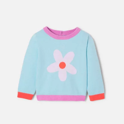 Džemper sa cvijetom u intarziji za bebe djevojčice