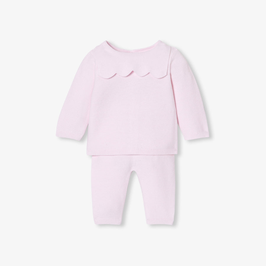 Pleteni garter stitch komplet za bebe djevojčice