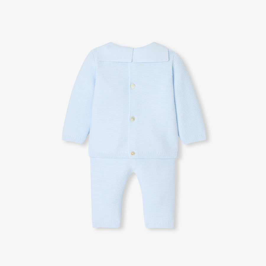 Pleteni garter stitch komplet za bebe dječake