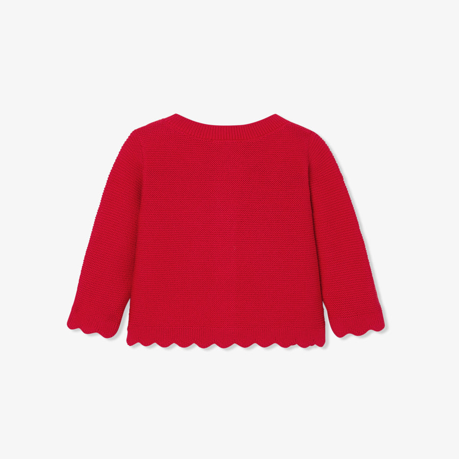 Pleteni garter stitch kardigan za bebe djevojčice