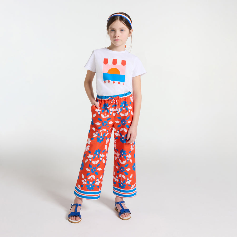 Hlače širokih nogavica od popelina za djevojčice