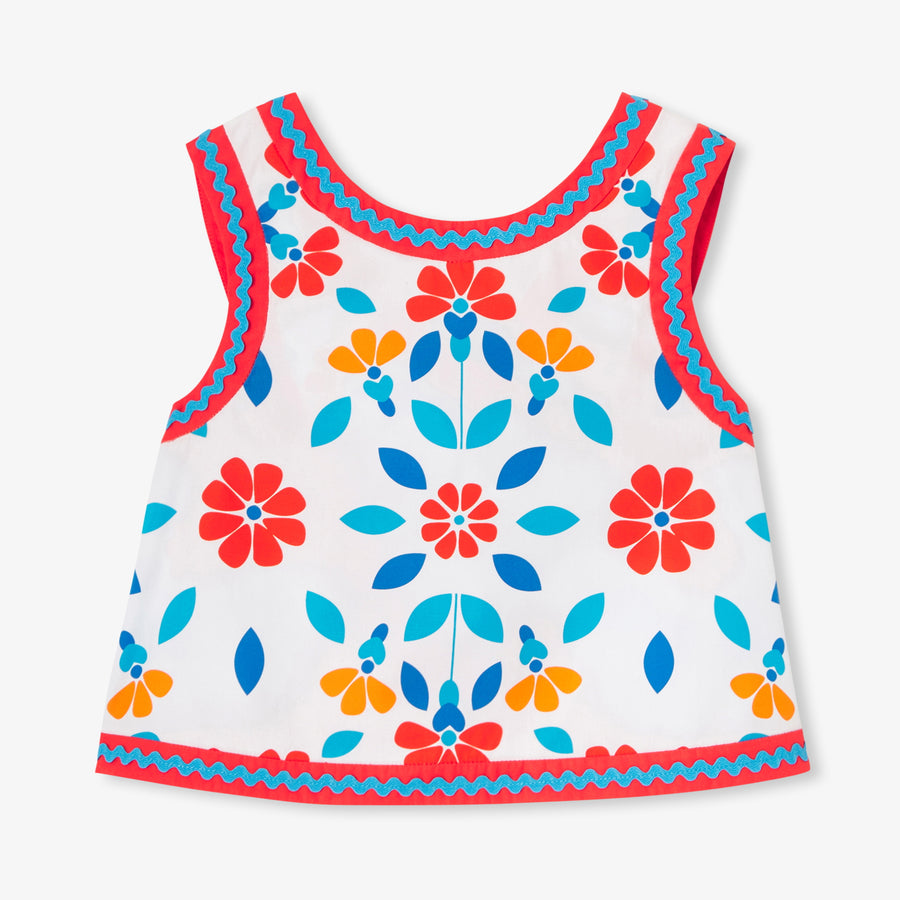 Topić od popelina s prekriženim naramenicama za djevojčice