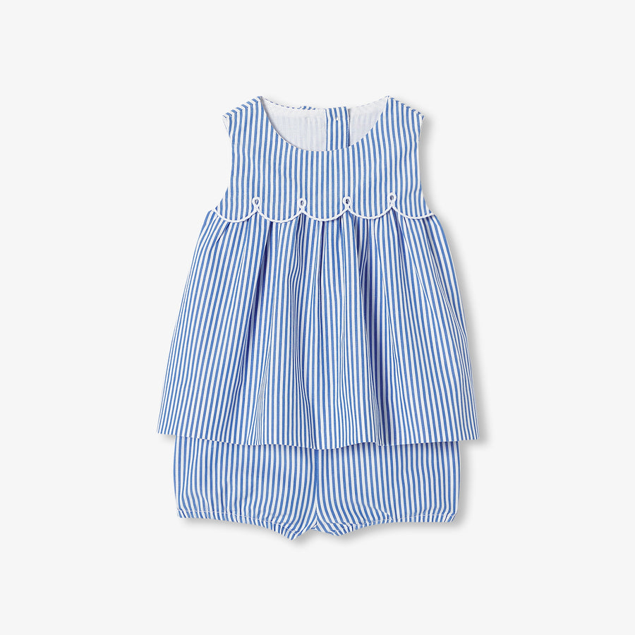 Set s prugastim Popelin kratkim hlačama