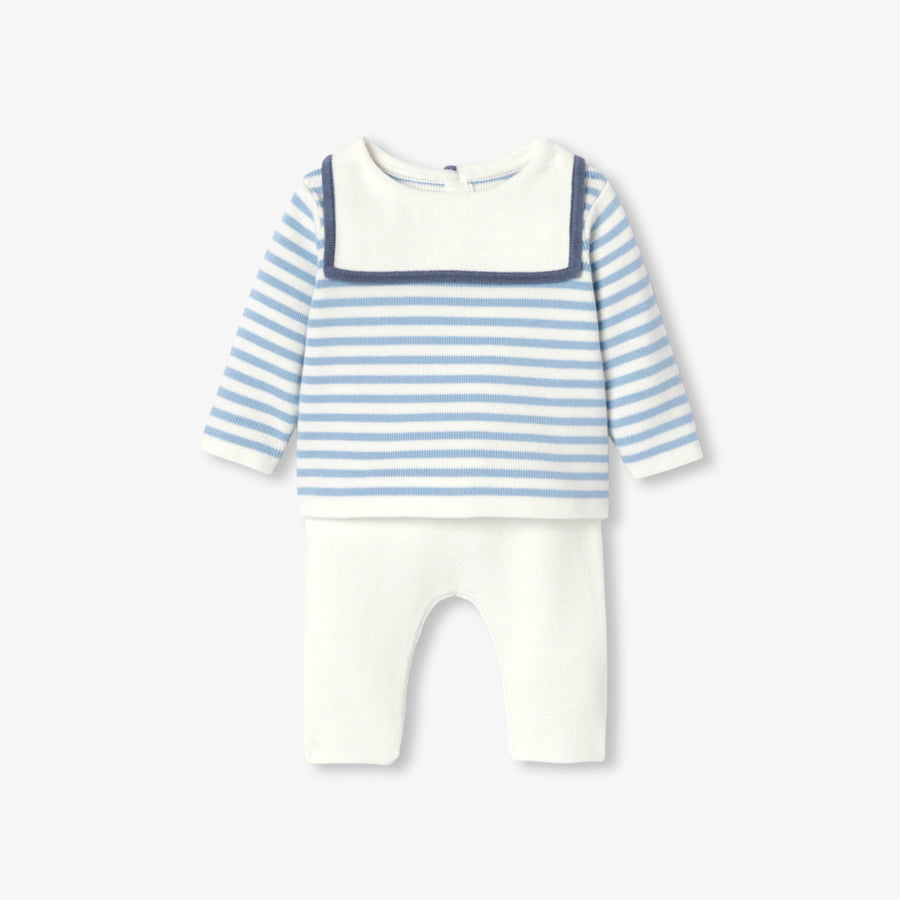 Udobni pleteni set u nautičkom stilu za bebe
