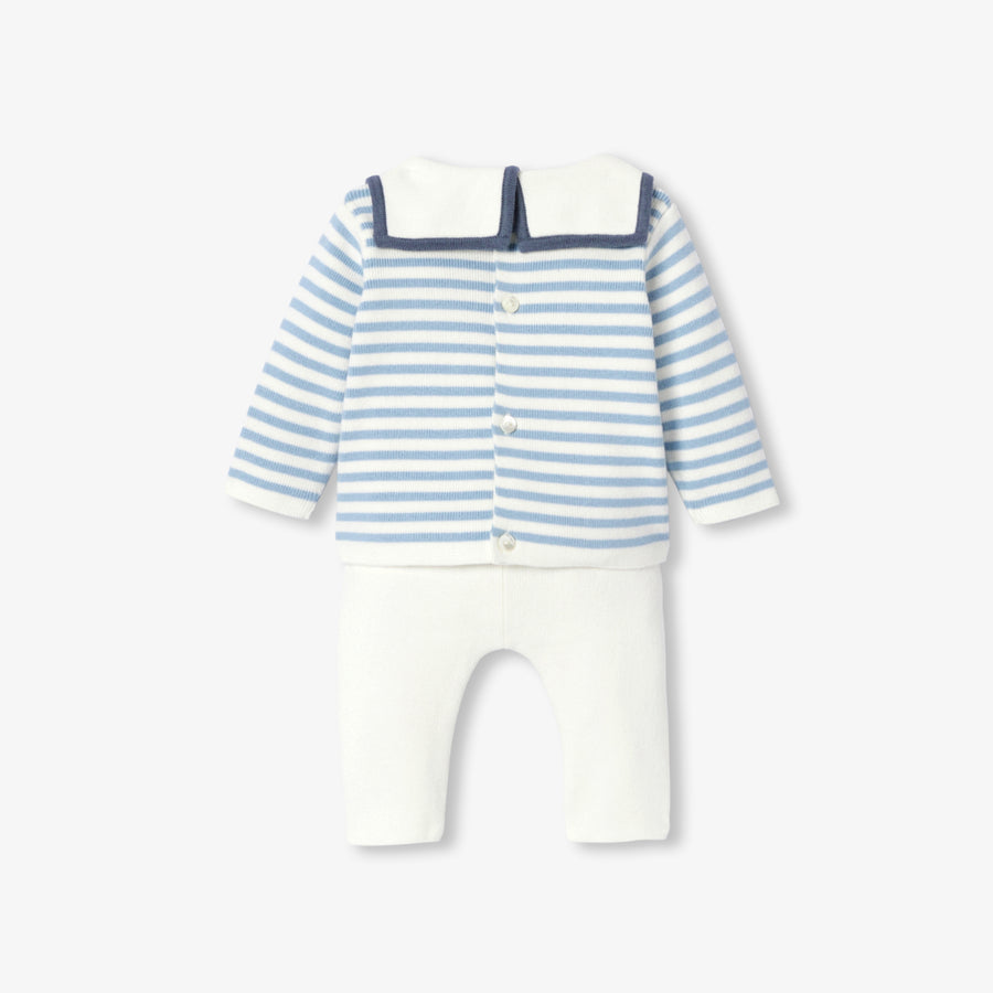 Udobni pleteni set u nautičkom stilu za bebe