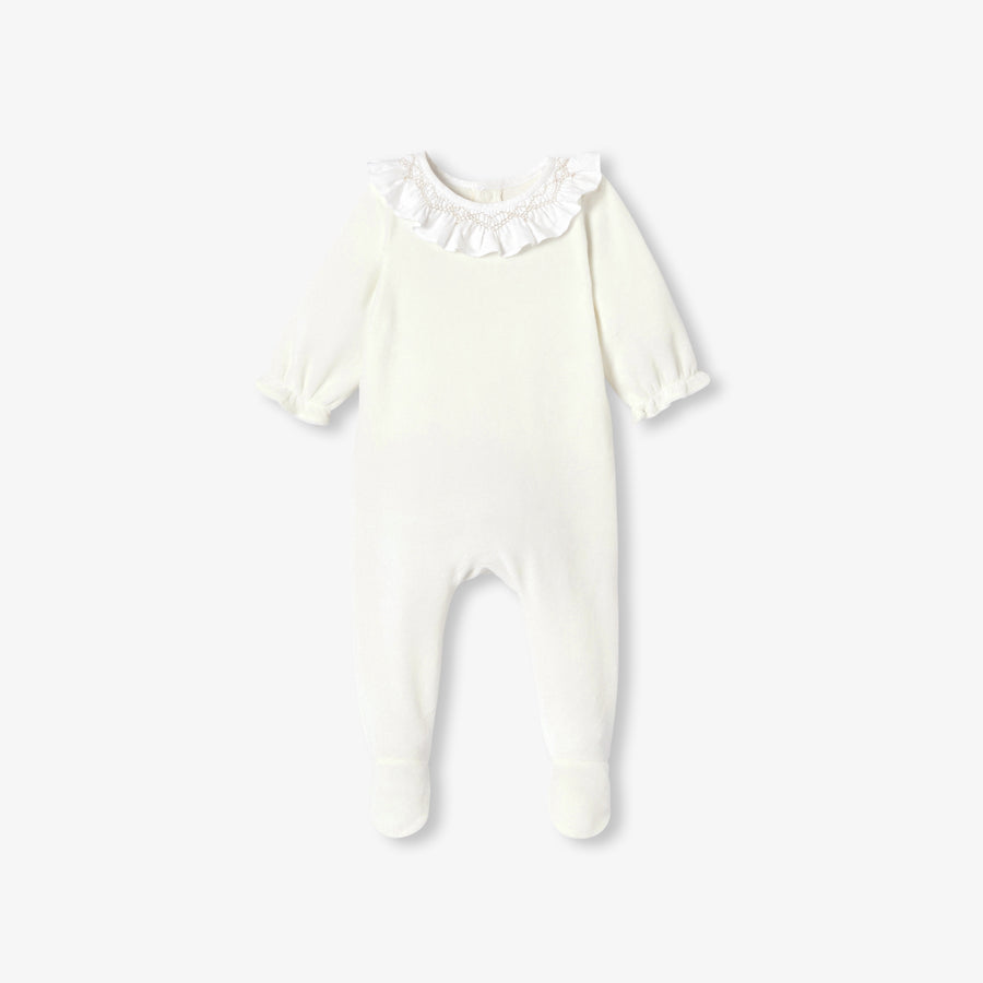Baršunasta pidžama s namreškanim ovratnikom za djevojčice